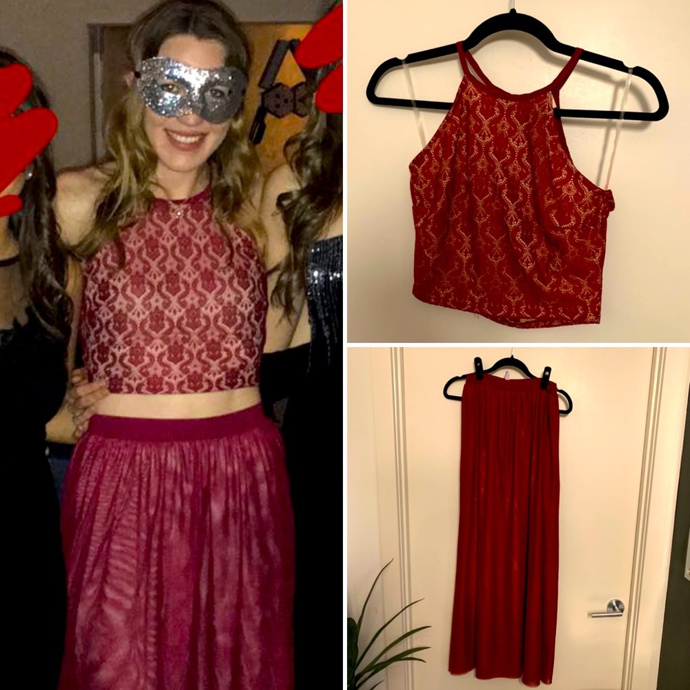 Red Two-Piece Formal Gown